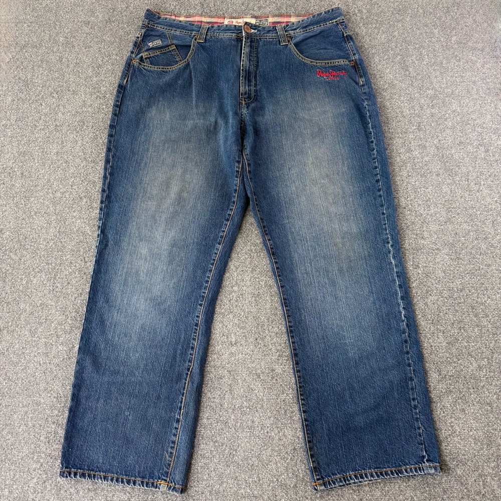 Vintage Pepe Jeans London Men’s Wide Leg Jeans W40 L31 Blue Cotton W11-73 Y2K